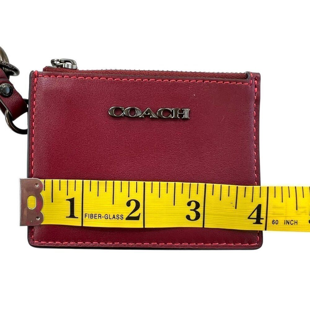 Coach Rare NWOT Dual Card Case Red Metallic Leather Card Case & Key Ring - Picture 4 of 12